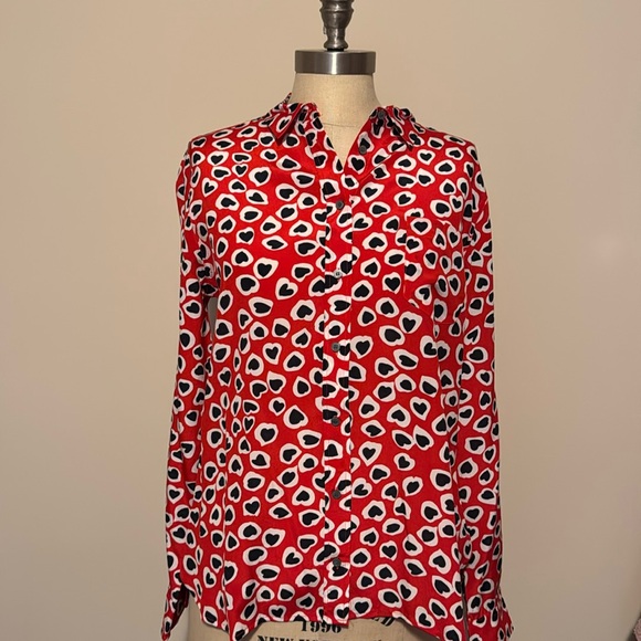 J Crew Classic-fit boy shirt in silk heart print size 10 - Picture 2 of 8